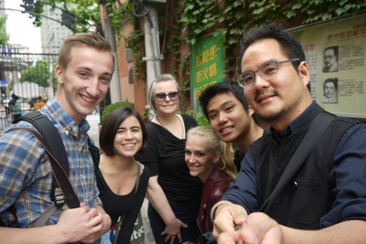 With a student from Fudan
