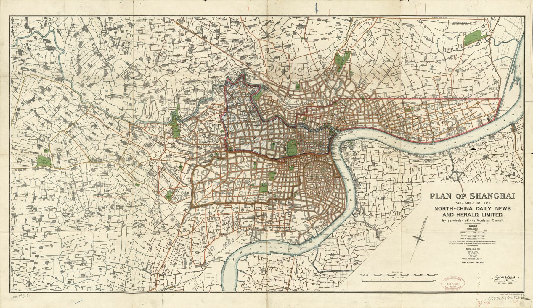 Plan of Shanghai, 1928. Library of Congress. Public domain.